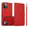 iPhone 11 - Magnetisches 2in1 Klapphülle mit Kartenfächern & Handgelenkband, rot