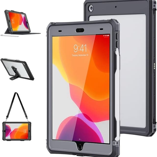 Shellbox - Custodia impermeabile per iPad 10,2" (7a/8a/9a generazione), nera - antiurto e certificata IP68