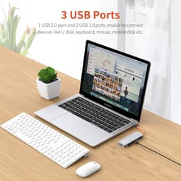 ROCK Hub 10-en-1 USB-C - HDMI, VGA, RJ45, 3×USB 3.0, lecteur de cartes, gris – Bild 2