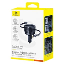 Baseus Enjoyment Max Car Charger - 60W Dual USB-C Retractable Cable, Rotatable Design - Black – Bild 8