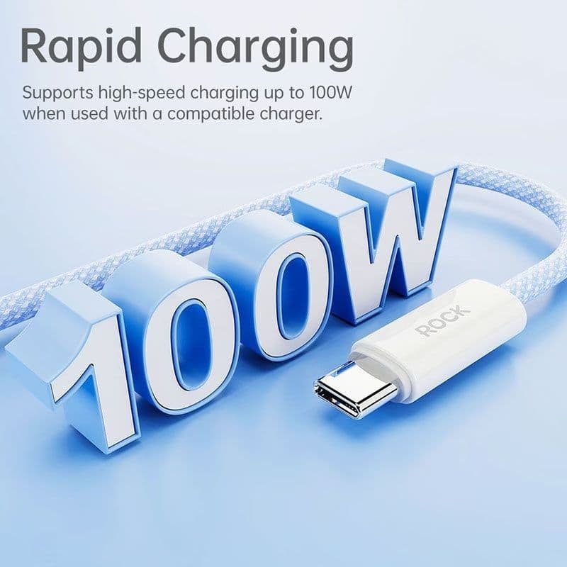 ROCK Rainbow Series C TO C 100W Fast Charging Data Cable 1.2M blue – 3