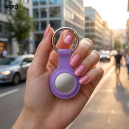 Porte-clés AirTag - Étui en silicone RPD avec anneau métallique, violet – Bild 3