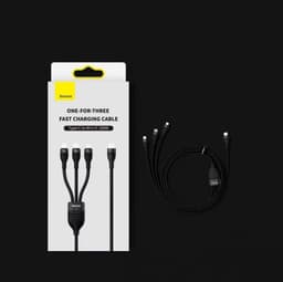 Baseus Flash Series Ⅱ One-for-three Fast Charging Cable USB to M+L+C 100W 1.5m noir (CASS030001) – Bild 6