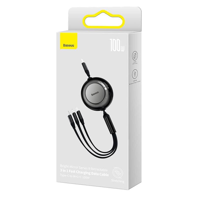 Baseus - Bright Mirror 2 Serie - 3-in-1 Schnellladekabel, 100W 1.1m, Schwarz (CAMJ010201) – 2