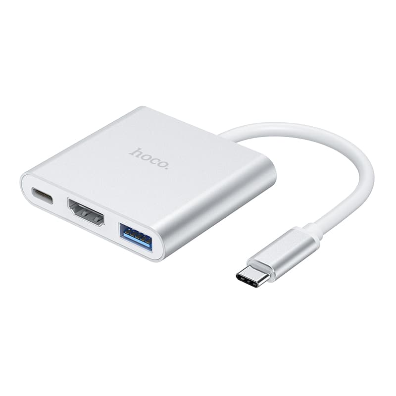 Hoco HB14 USB-C Adapter für USB | HDMI | USB-C Silver
