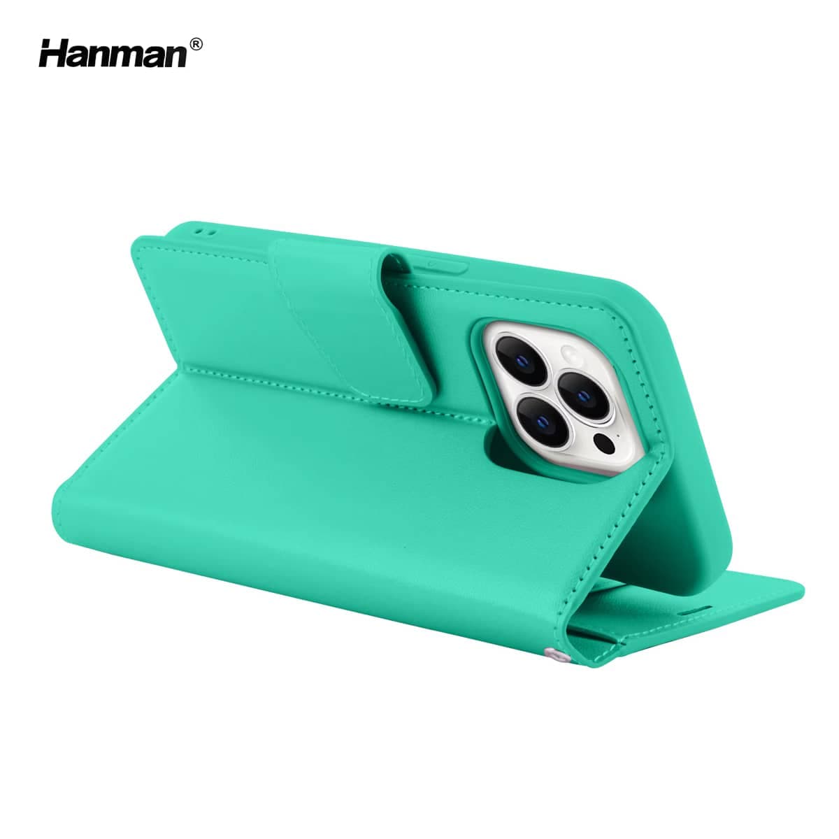 Apple iPhone 7/8/SE (2020/2022) - Hanman Mill Flip Case mit 3 Kartenfächern, Türkis – 3