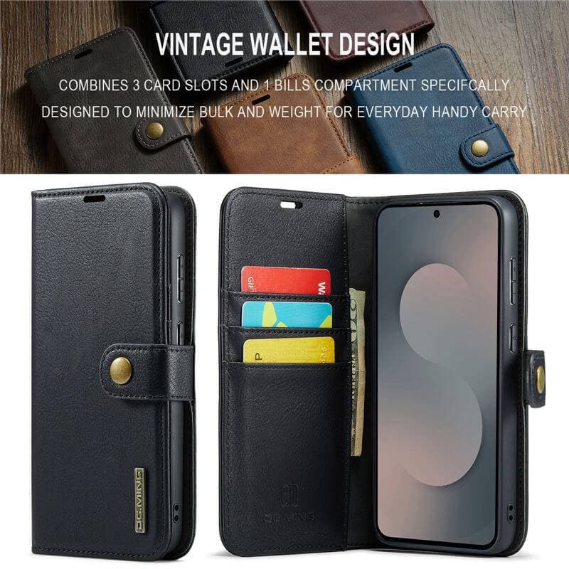 Samsung Galaxy S25 FE - DG.MING Flip Case, 3 card slots, magnetic closure, leather look, black – 2