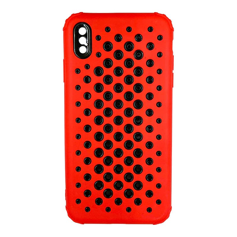 iPhone XS Max - Custodia protettiva con paraurti traforato, rosso