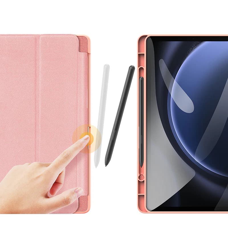 Samsung Galaxy Tab S10+ / S9+ / S9 FE Plus - Dux Ducis Domo Series, étui à rabat relevable, rose – 4