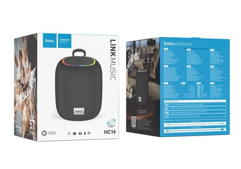 Hoco HC14 portable wireless speaker with RGB ring light gray/black – 2