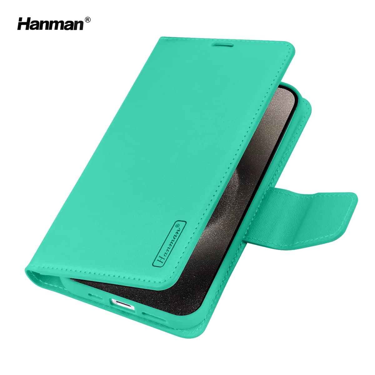 Apple iPhone 16 Plus - Hanman Mill Flip Case mit 3 Kartenfächern, Türkis – 2