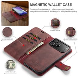 iPhone 17 Pro - DG.MING Flip Case, 3 Kartenfächer, Magnetverschluss, Leder-Optik, Grau – Bild 6