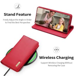 Samsung Galaxy S25 - DUX Hivo Series Flip Case, Rouge, Simili cuir – Bild 5