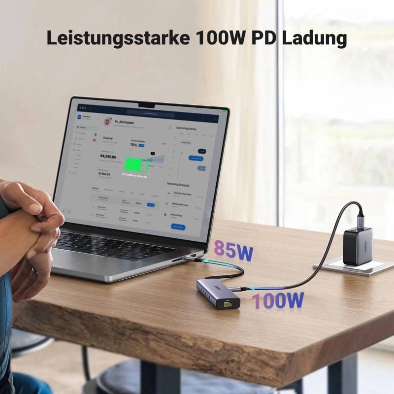 Ugreen - USB-C Hub 6-in-1 with HDMI, LAN & PD (CM512 / 15598), gray/black – 4