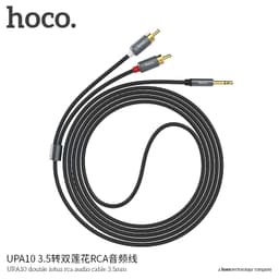 Hoco - Double Lotus Rca Audio Cable 3.5MM 1.5M (UPA10), Schwarz – Bild 2