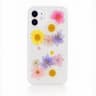 iPhone 16e/17e - Case with real flowers and silver accents, multicolored