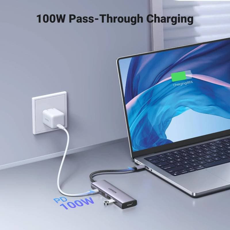 Ugreen - USB-C Hub 5-in-1 with HDMI 4K@60Hz & 3x USB-A (CM511 / 15597), gray/black – 4