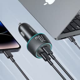 Joyroom - JR-CCN02 70W Dual PD Multi-Color Car Charger with Light Button-Black – Bild 3