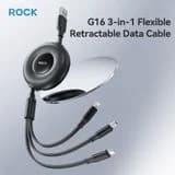 Rock - Rock G16 3-in-1 Flexible Retractable Data Cable, Multicâble, Noir – Bild 3