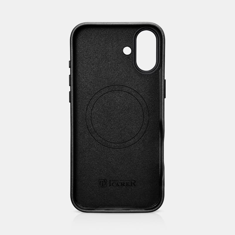 iCarer - iPhone 16 Plus - Oil Wax Premium Echtleder Backcase, Schwarz (WMI16240703-BK) – 4