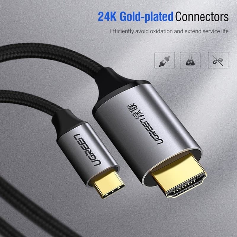 Ugreen – HDMI Kabel USB-C auf HDMI 4K 1.5 m (MM142 / 50570), grau/schwarz – 4
