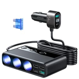 Joyroom - Caricabatterie da auto, adattatore per accendisigari da 210W con 3 prese e 6 porte USB (PD+QC3.0+USB*4), nero (JR-CL06) – Bild 1