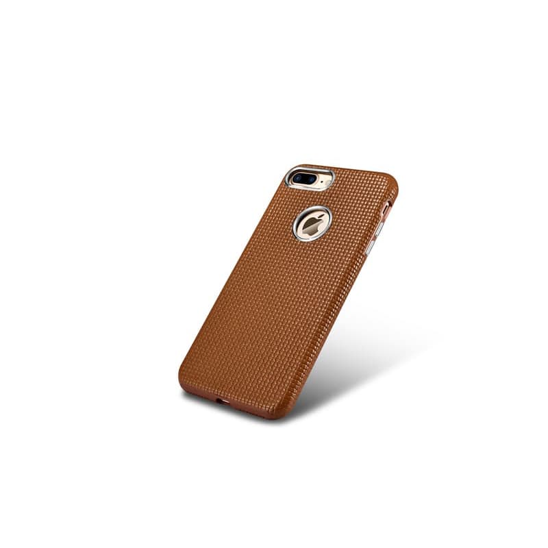 iPhone 7/8 plus iCarer Woven Pattern Real Leather Phone back case-Ring brown – 4