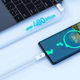 ROCK Rainbow Series C TO L 27W Fast Charging Data Cable 2M Blue – Bild 6