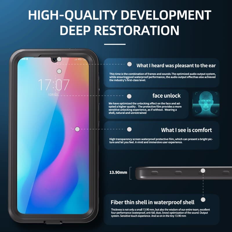Samsung Galaxy A55 - Custodia impermeabile per esterni Redpepper IP68 SAM Series, nero – 3