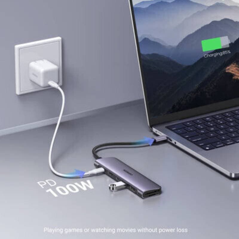 Ugreen - USB-C Hub 7-in-1 with HDMI, SD/TF & PD (CM195 / 15214), gray/black – 3