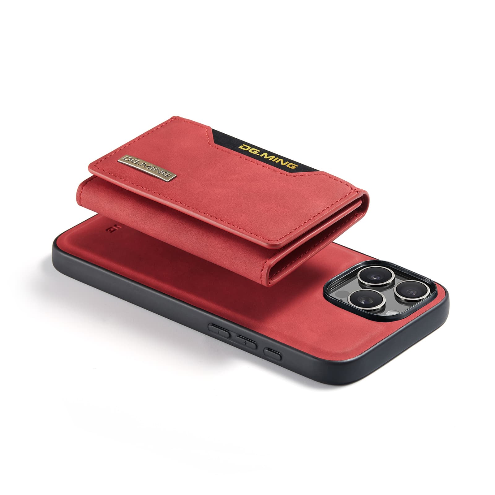 iPhone 11 Pro - DG.MING Etui, Leder-Optik, Kartenfach & Magnetverschluss, Rot – 4