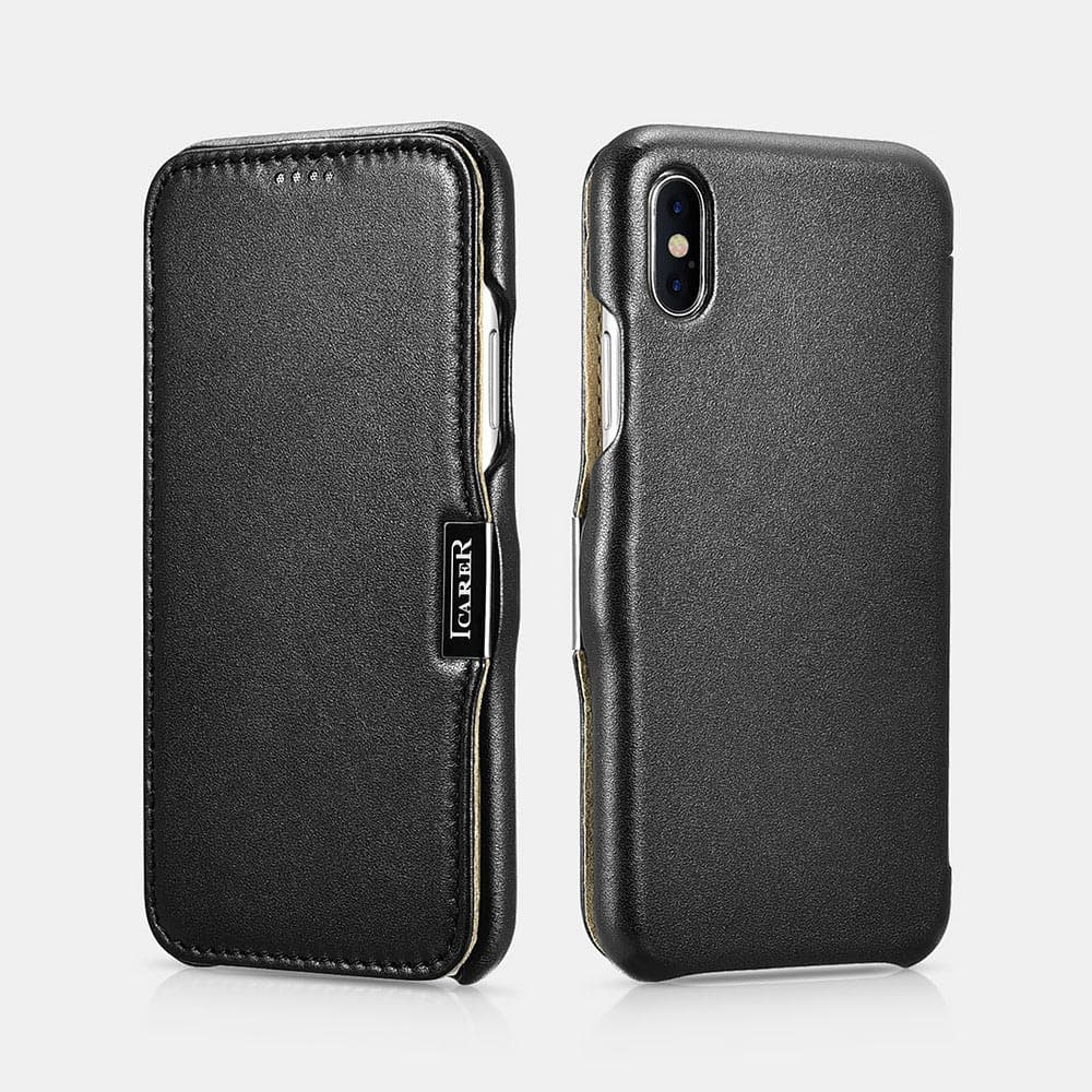iPhone Xs Max - Custodia iCarer Luxury Series Flip nera (RI908-BK)