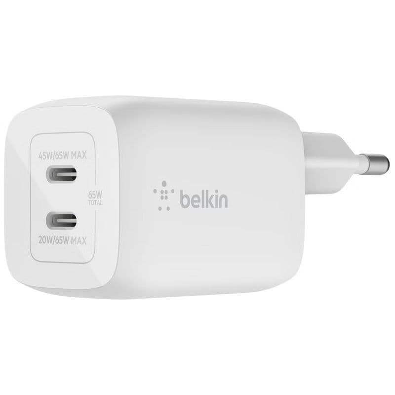 Belkin - BoostCharge Pro GaN 2x USB-C Charger 65W + USB-C to USB-C Cable 2m, Weiss