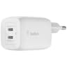 Belkin - BoostCharge Pro GaN 2x USB-C Charger 65W + USB-C to USB-C Cable 2m, Blanc