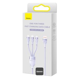 Baseus Flash Series Ⅱ One-for-three Fast Charging Cable USB to M+L+C 100W 1.5m Violet (CASS030005) – Bild 9