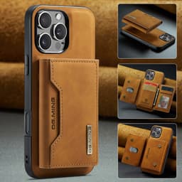 iPhone 16 Pro Max - DG.MING Etui, Leder-Optik, Kartenfach & Magnetverschluss, Kamelbraun – Bild 8