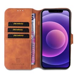 iPhone 13 Mini - DG.MING Vintage Flip Case, 3 card slots, magnetic closure, camel brown – Bild 6
