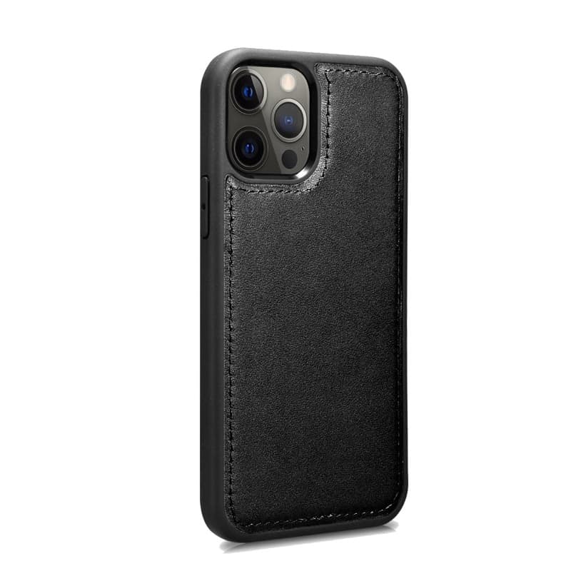 iPhone 12 Pro Max - iCarer WMI1214 Etui portefeuille en cuir véritable 2 en 1 avec bloqueur RFID, noir – 3