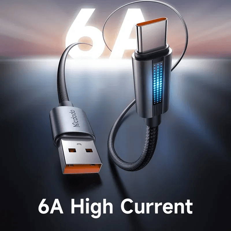McDodo -USB-A auf USB-C Ladekabel mit Ladelämpchen, 1.2m, Schwarz – 4