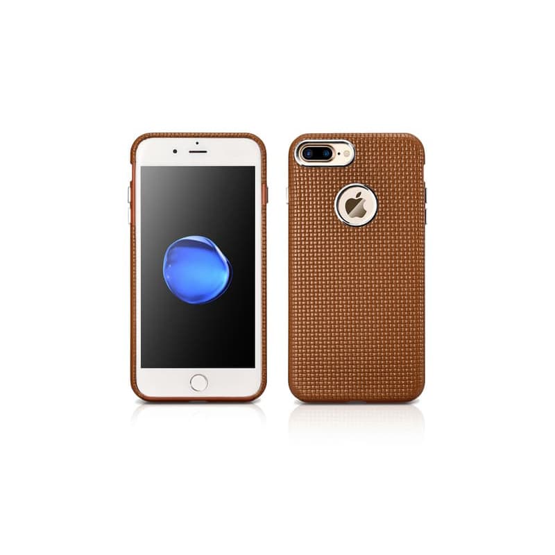 iPhone 7/8 plus iCarer Woven Pattern Real Leather Phone back case-Ring brown