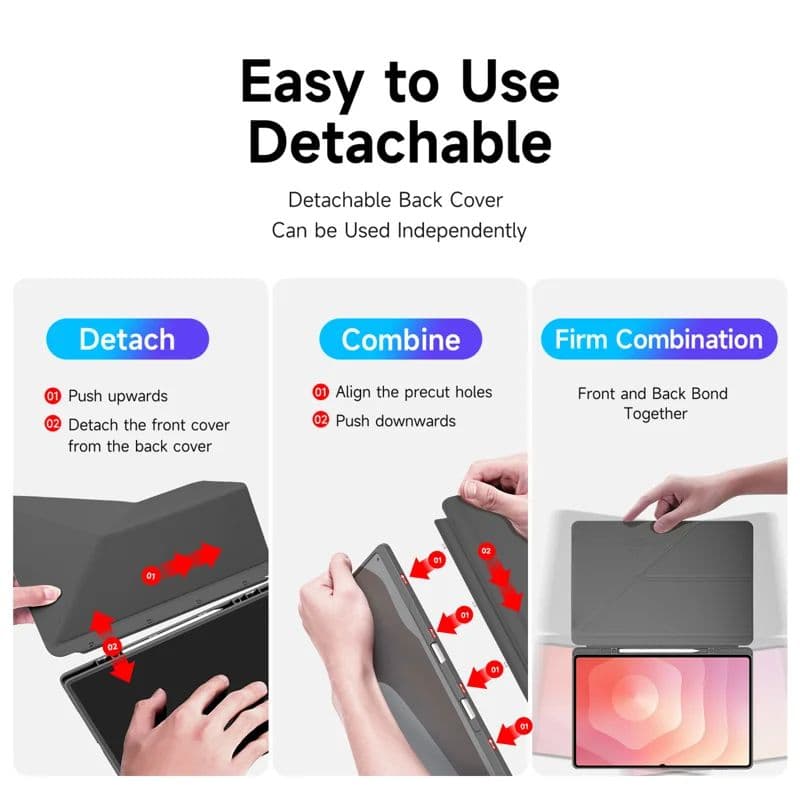 Samsung Galaxy Tab S11 Ultra - Dux Ducis Domo Series, Étui à clapet relevable, Gris – 3