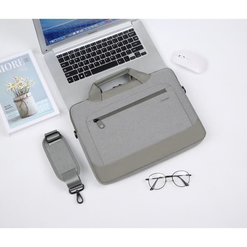Okade T62 Macbook / laptop bag 13.3-14 inch - padded, shoulder strap, gray – 2