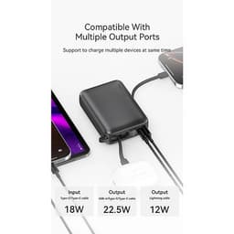 Recci - RPB-P63 20000mAh Powerbank, mit 22.5W integriertem USB Type-C Kabel, silber – Bild 7
