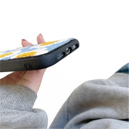 iPhone 13/14 - Custodia a maglia Flower Smiles - Blu con ricamo – Bild 7