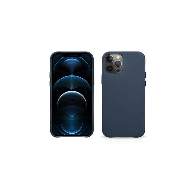 iPhone 12 Pro Max - iCarer coque arrière en cuir véritable bleu (RIX1208)