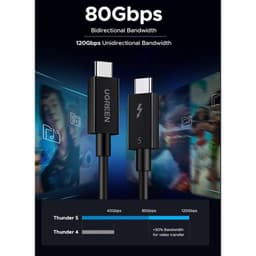 Ugreen – Thunderbolt 5 Kabel, 240W, 1 m USB-C 120Gbps, 16K@60Hz L703 schwarz – Bild 4