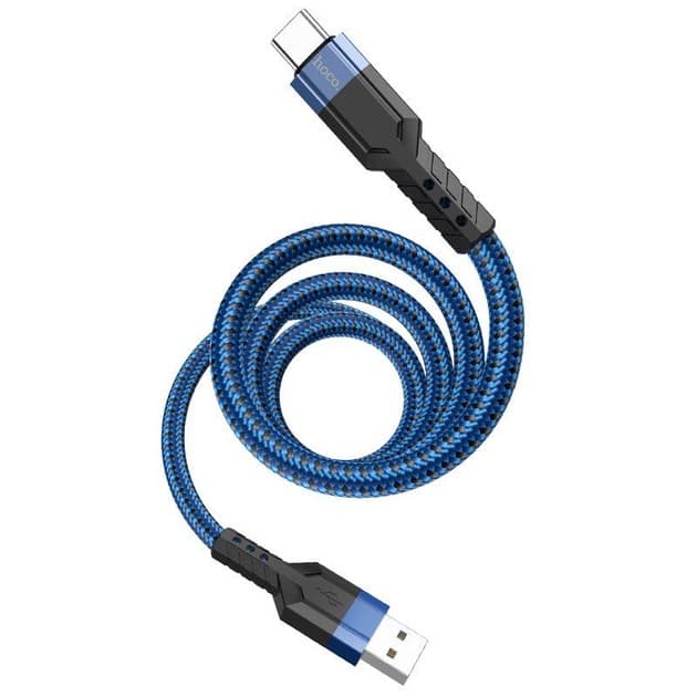 Hoco U110 1.2M robustes USB-C zu USB-A Kabel aus Nylon, blau, langlebig und resistent – 3