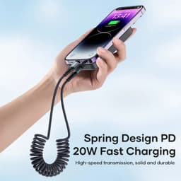 ROCK PD 20W USB-C vers Lightning Câble à ressort - Chargement rapide & données, nylon, noir – Bild 5