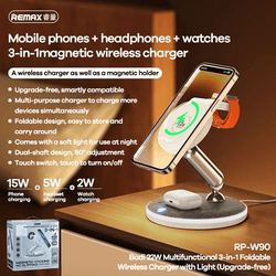 REMAX - RP-W90 3-in-1 Foldable Wireless Charger, 22W, Weiss – Bild 4