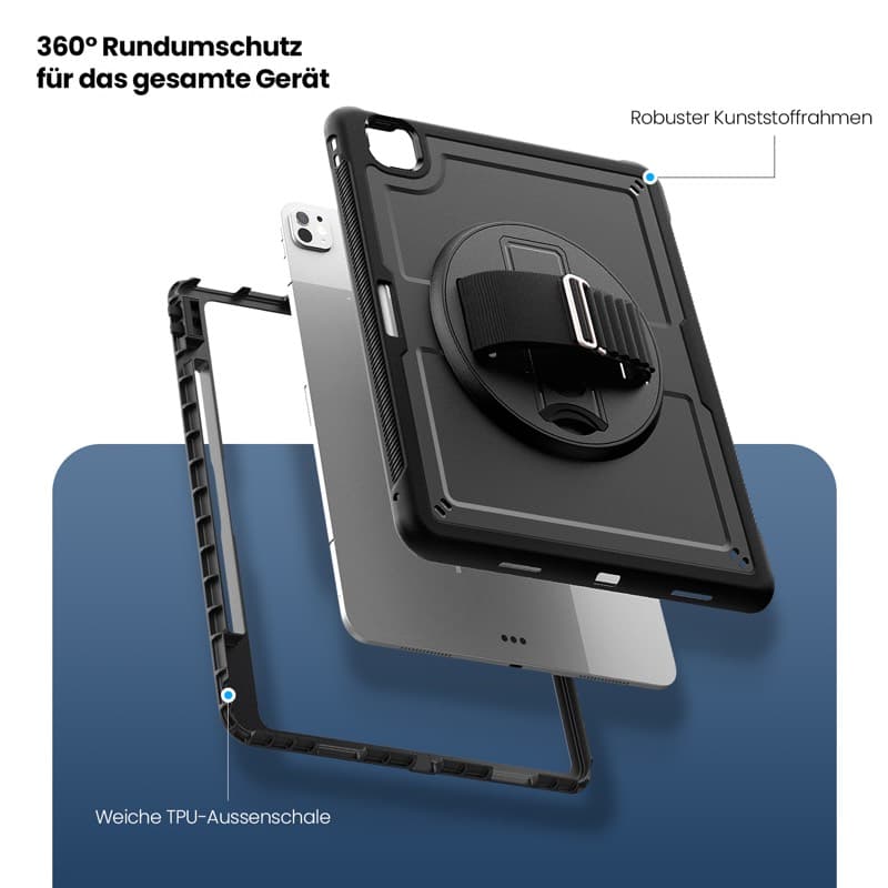 iPad 10 / 11 (2022 / 2025) - RPD - HEX-S FE, Étui TPU renforcé avec dragonne, Noir – 2